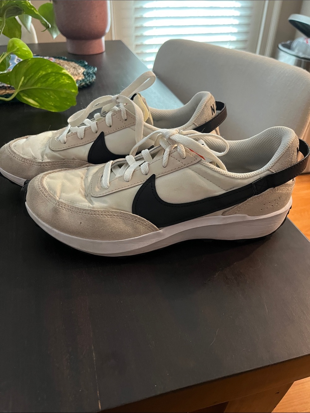 Nike White and Black Low-Profile Swoosh Sneakers